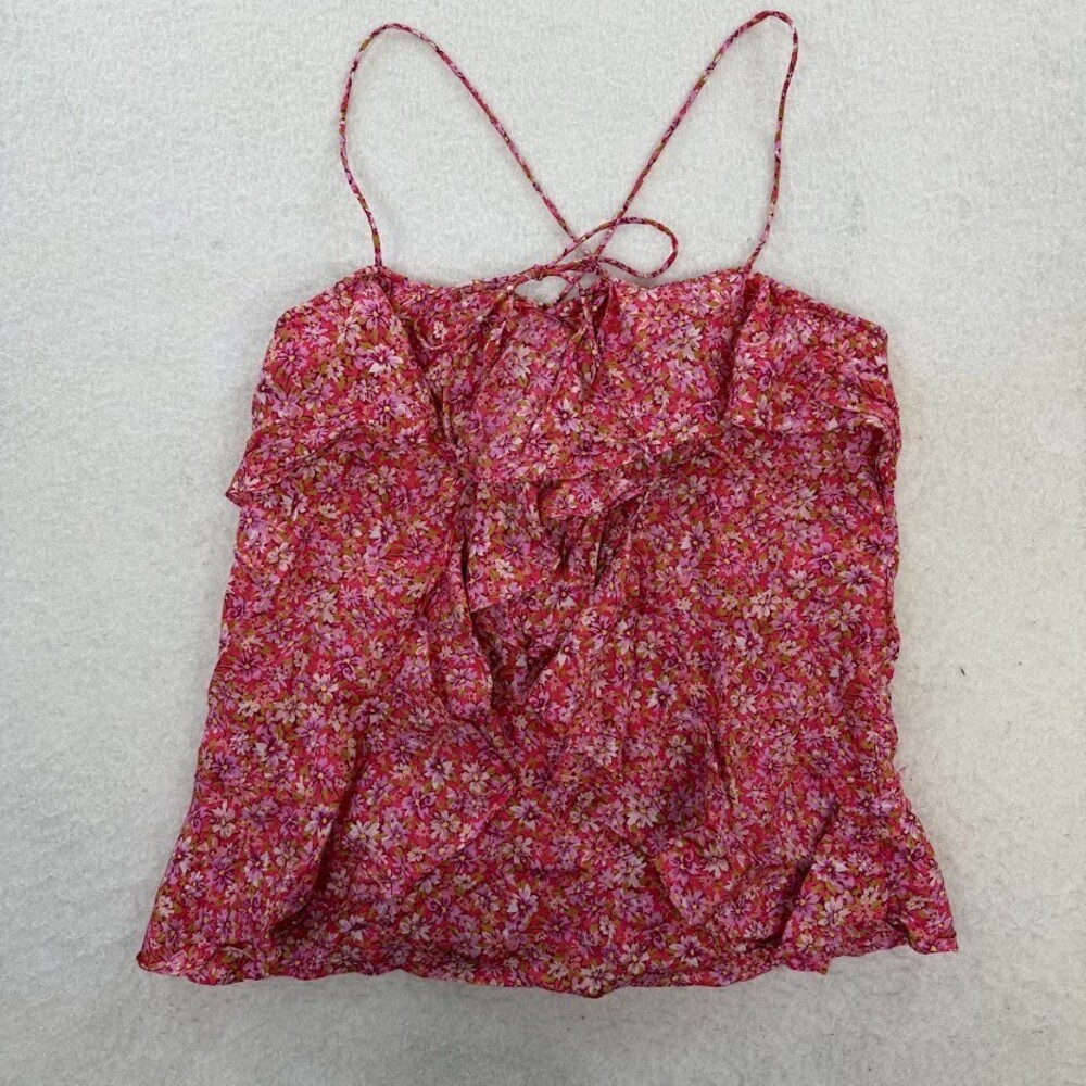 Banana Republic 100% Silk Fairy Floral Camisole Top Ruffle Shirt Whimsical Sz PS
